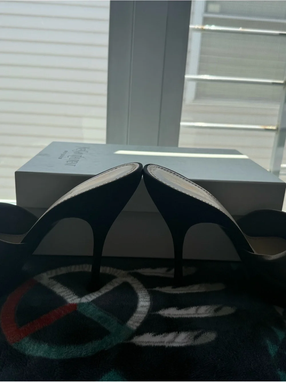 Yves Saint Laurent Black Open-Toe Slide Mules - Picture 3 of 8